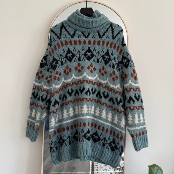 Zara Oversized Knit Jacquard Tree Turtleneck Sweater - Picture 2 of 5